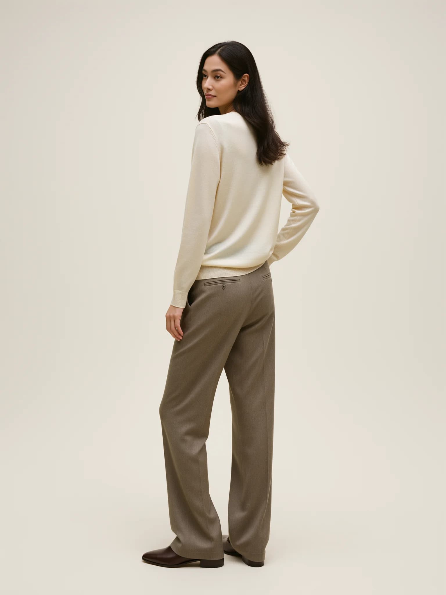 Model wearing the Cashmere Blend Sweater — NAJEON